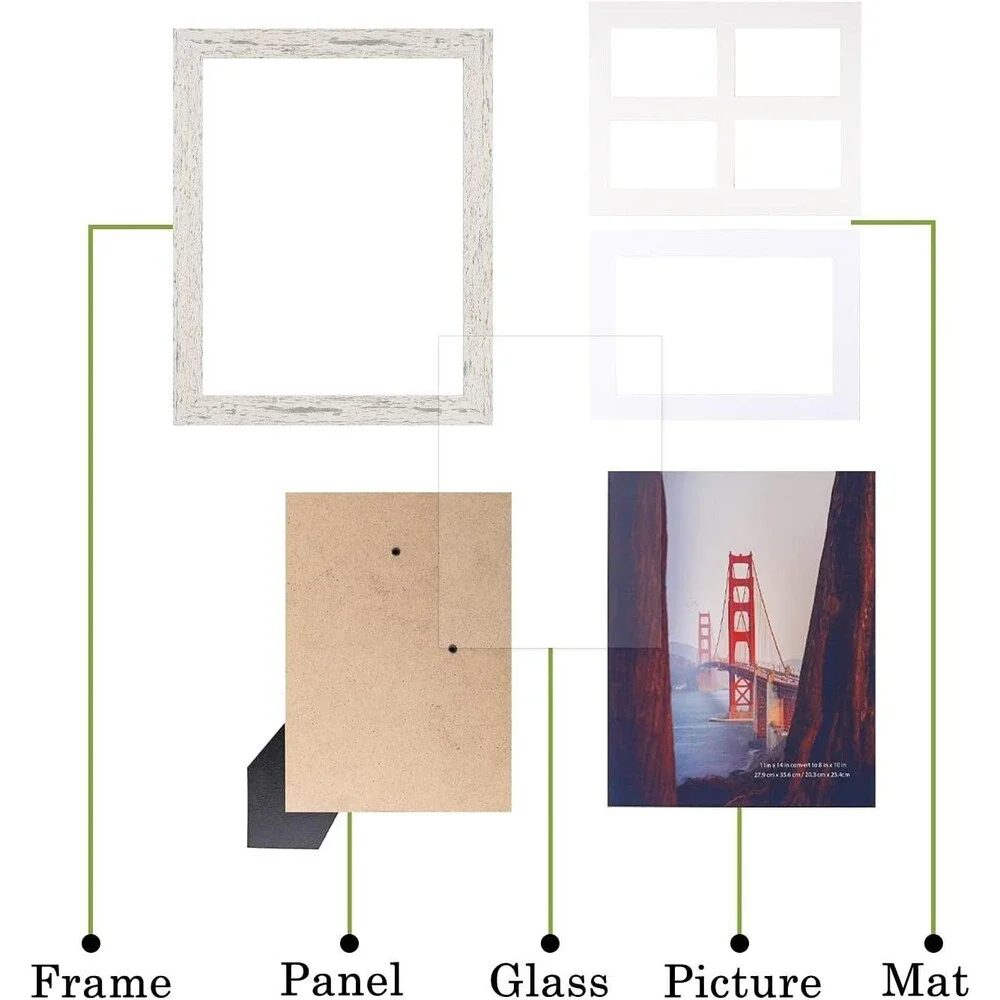 11x14 inch White Picture Frame 2 Pcs in 1 set Can Display 8x10 Picture with Mat